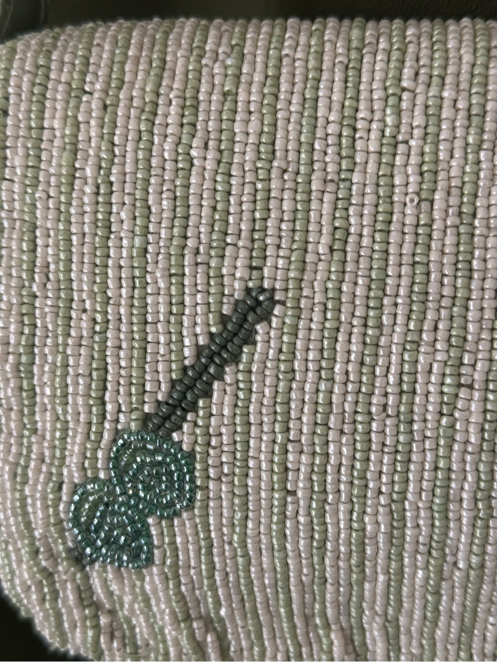 Beaded Cocktail Clutch Shoulder Bag - Ivory with Yellow & Green Cocktail Motif - Picture 3 of 5